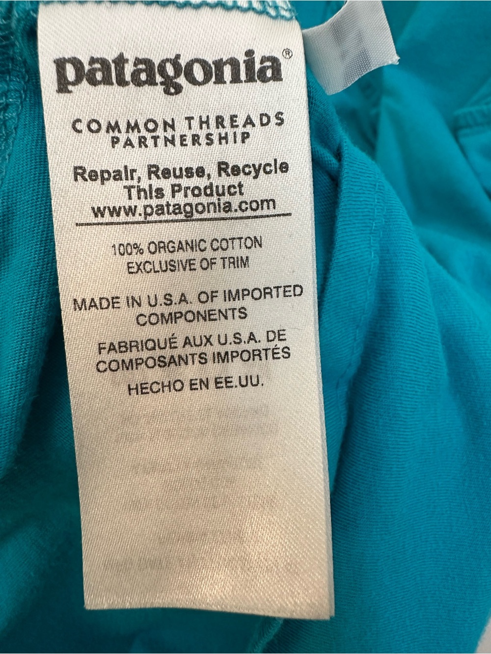Patagonia Organic Cotton Teal Racerback Tank with Wave Graphic Medium - Picture 4 of 4